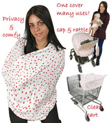 Nursing Breastfeeding Cover-Multi use-Stroller Canopy, Car Seat, Shopping Cart, Swaddle, Hi-Chair. Soft Breathable Washable