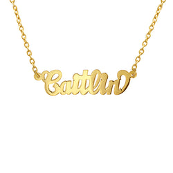 Personalized Nameplate Script Gold Plated Silver Chain Included Gift Package Made in NYC