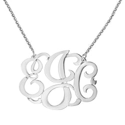 Personalized Monogram Necklace Oval Silver Hand Cut Includes Chain Gift bag