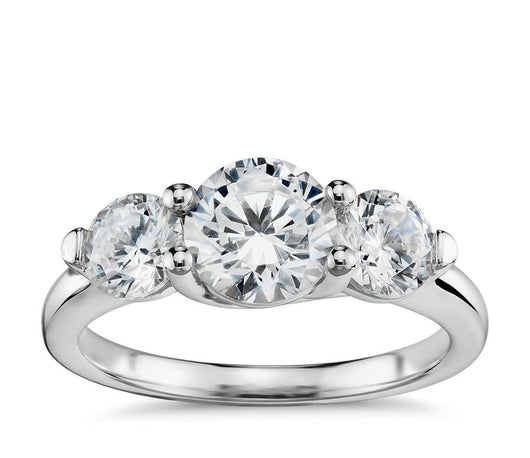 Classic Three Stone Trellis Engagement Ring .30ctw Mounting 14kt. White Gold