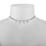 Hebrew Name Dangles From Curb Chain Choker 13 inch Sterling Silver white, yellow or rose