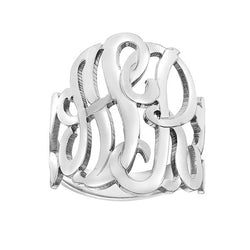 Monogram Ring Sterling Silver, Personalized With Your Initials And Size