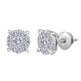 1.0 ctw Diamond Flower Stud Invisible Set 14kt. Gold Earrings. Martini Style 7.5mm