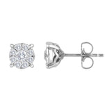 1.0 ctw Diamond Flower Stud Invisible Set 14kt. Gold Earrings. Martini Style 7.5mm