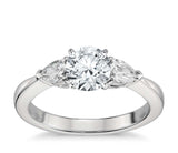 Engagement Ring Setting Holds 2 Pear Shape Diamonds .40ct  4 Prongs Center