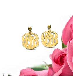 Gold or Silver Monogram Dangle Earrings Jewelry