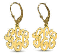 14kt. Gold Over Sterling Silver Personalized Monogram Earrings