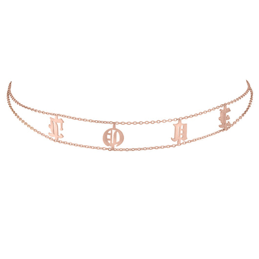 Gothic LOVE Choker Reads love Across Front. Sterling Silver White, Yellow or Pink Gold Flash Plated.