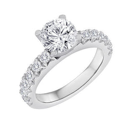 Pave .50ctw Bridal Engagement Ring with V Shared Prong. Wedding Ring Made In NYC Free Shipping