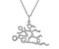Triathlon Necklace Sterling Silver, Free Chain. Free Shipping