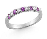 Color Stone Diamond Band Ring 9 Stone Ring, 14kt. Gold Pink, or Blue Sapphire, Ruby or Emerald.