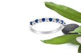 Diamond and Sapphire Ring Alternating Band 14kt Gold All Sizes Made in NYC