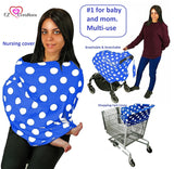 Nursing Breastfeeding Cover-Multi use-Stroller Canopy, Car Seat, Shopping Cart, Swaddle, Hi-Chair. Soft Breathable Washable